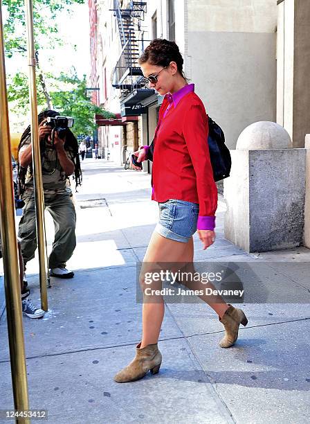 Katie Holmes sighted on the streets of Manhattan on September 9, 2011 in New York City.