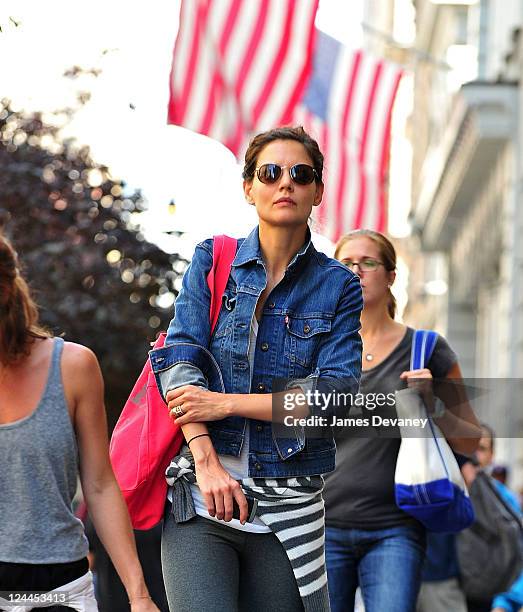 Katie Holmes sighted on the streets of Manhattan on September 9, 2011 in New York City.