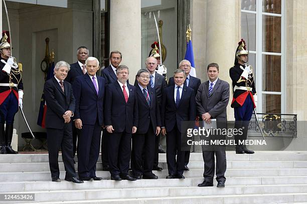 Members of the National Assemblies presidents conference pose on the steps of the Elysee presidential palace in Paris on September 9, 2011. Britain's...