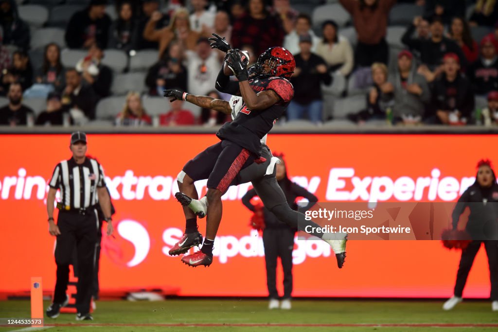 Aztec Football Game San Diego State Aztecs cornerback Dez Malone catches a pass in the ...