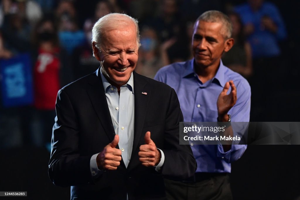 President Biden And Former President Obama Campaign In Philadelphia For State's Democratic Candidates