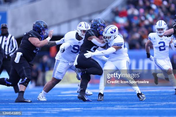 Boise State Broncos running back George Holani rushes with the football during a regular season game between the BYU Cougars and the Boise State...