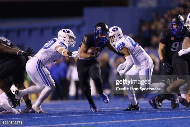 Boise State Broncos running back George Holani rushes with the football during a regular season game between the BYU Cougars and the Boise State...