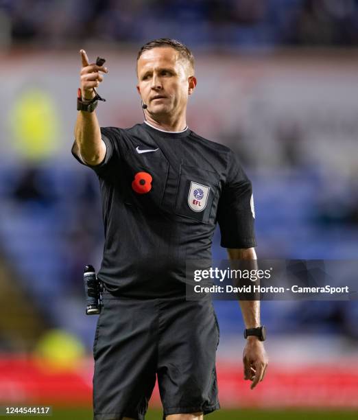 Referee David Webb during the Sky Bet Championship between Reading and Preston North End at Select Car Leasing Stadium on November 4, 2022 in...