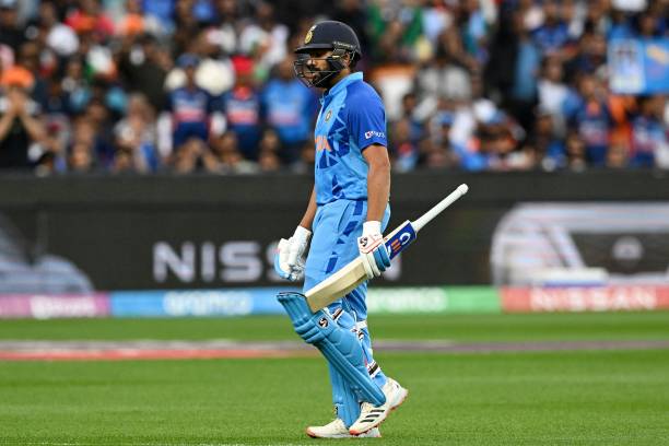 India's Captain Rohit Sharma departs after his dismissal during the ICC men's Twenty20 World Cup 2022 cricket match between India and Zimbabwe at...