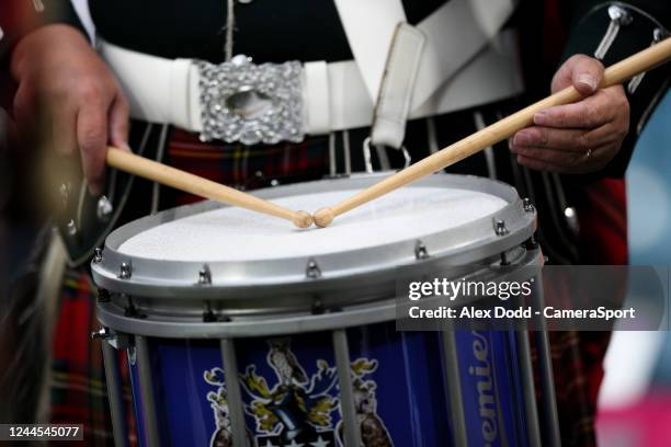 Marching band play songs on the pitch before the Premier League match between Leeds United and AFC Bournemouth at Elland Road on November 5, 2022 in...