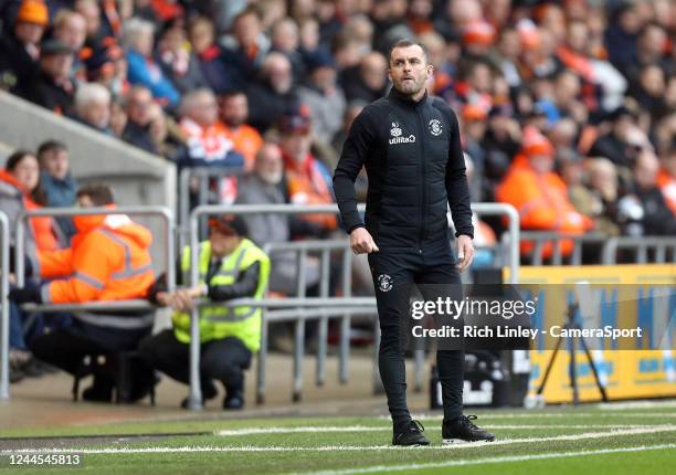 Luton Town manager Nathan Jones during the Sky Bet Championship between Blackpool and Luton Town at Bloomfield Road on November 5, 2022 in Blackpool,...