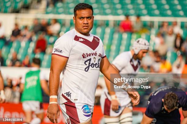 Caleb Kalisi TIMU of Union Bordeaux Begles during the Top 14 match between Section Paloise and Union Bordeaux Begles at Stade du Hameau on November...