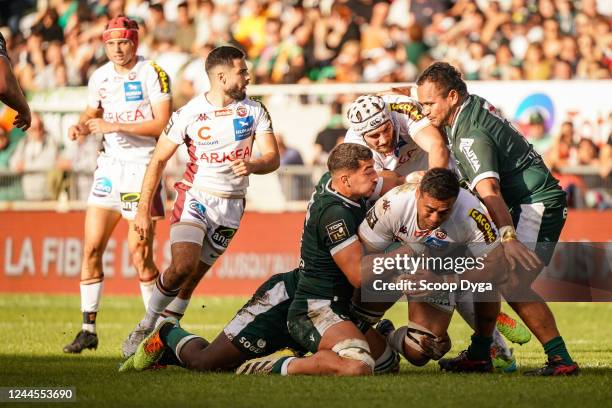 Caleb Kalisi TIMU of Union Bordeaux Begles during the Top 14 match between Section Paloise and Union Bordeaux Begles at Stade du Hameau on November...