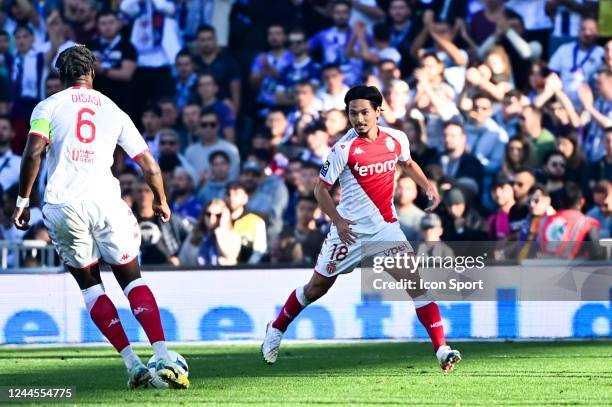 Takumi MINAMINO during the Ligue 1 Uber Eats match between Toulouse FC and AS Monaco at Stadium Municipal on November 6, 2022 in Toulouse, France. -...