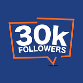 30k Followers Template for Celebrating in Online Social Media Networks Vector Illustration.
