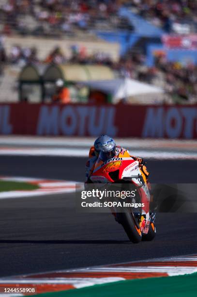 Pol Espargaró of Repsol Honda Team seen in action during the Gran Premio Motul de la Comunitat Valenciana at Ricardo Tormo Circuit.