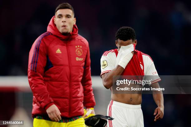 Jurrien Timber of Ajax during the Dutch Eredivisie match between Ajax v PSV at the Johan Cruijff Arena on November 6, 2022 in Amsterdam Netherlands