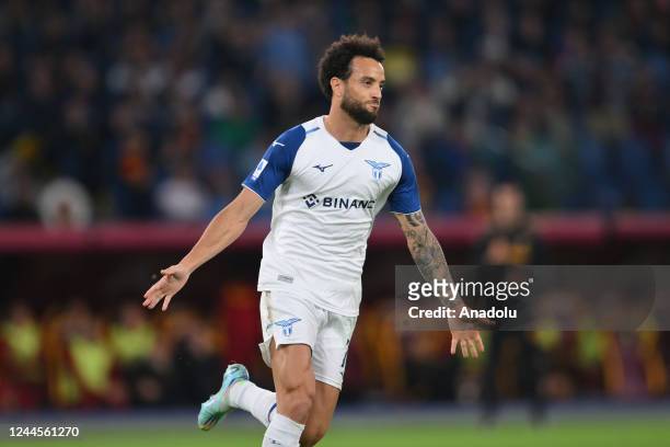 November 6 : Felipe Anderson of SS Lazio celebrate after scores a goal during Italian Serie A soccer match between AS Roma and SS Lazio at Stadio...