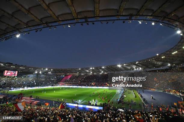 General view of the stadium during Serie A week 13 derby match between AS Roma and SS Lazio at the Stadio Olimpico on November 6, 2022 in Rome, Italy.