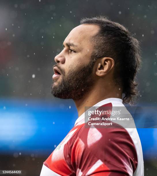 Billy Vunipola of England warming up before the match during the Autumn International match between England and Argentina at Twickenham Stadium on...