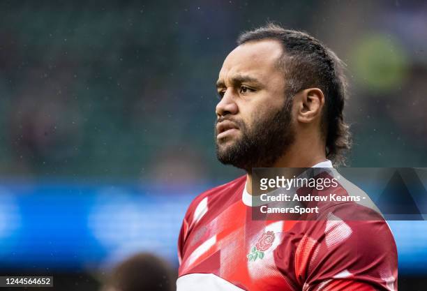 Billy Vunipola of England looks on whilst warming up during the Autumn International match between England and Argentina at Twickenham Stadium on...