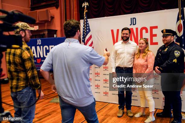 Ohio Senate nominee JD Vance meets voters during a campaign stop at the Woodward Opera House on November 6, 2022 in Mount Vernon, Ohio. Knox County,...