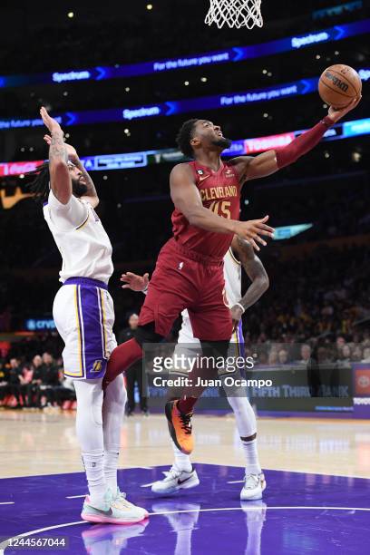 Donovan Mitchell of the Cleveland Cavaliers drives to the basket during the game against the Los Angeles Lakers on November 6, 2022 at Crypto.Com...