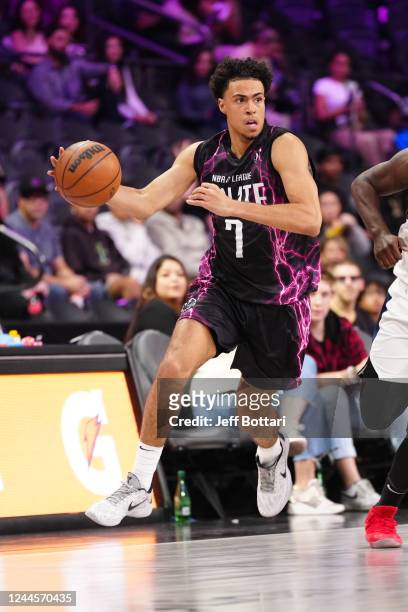 Mojave King of the G League Ignite drives to the basket during the game against the Salt Lake City Stars on November 6, 2022 at The Dollar Loan...