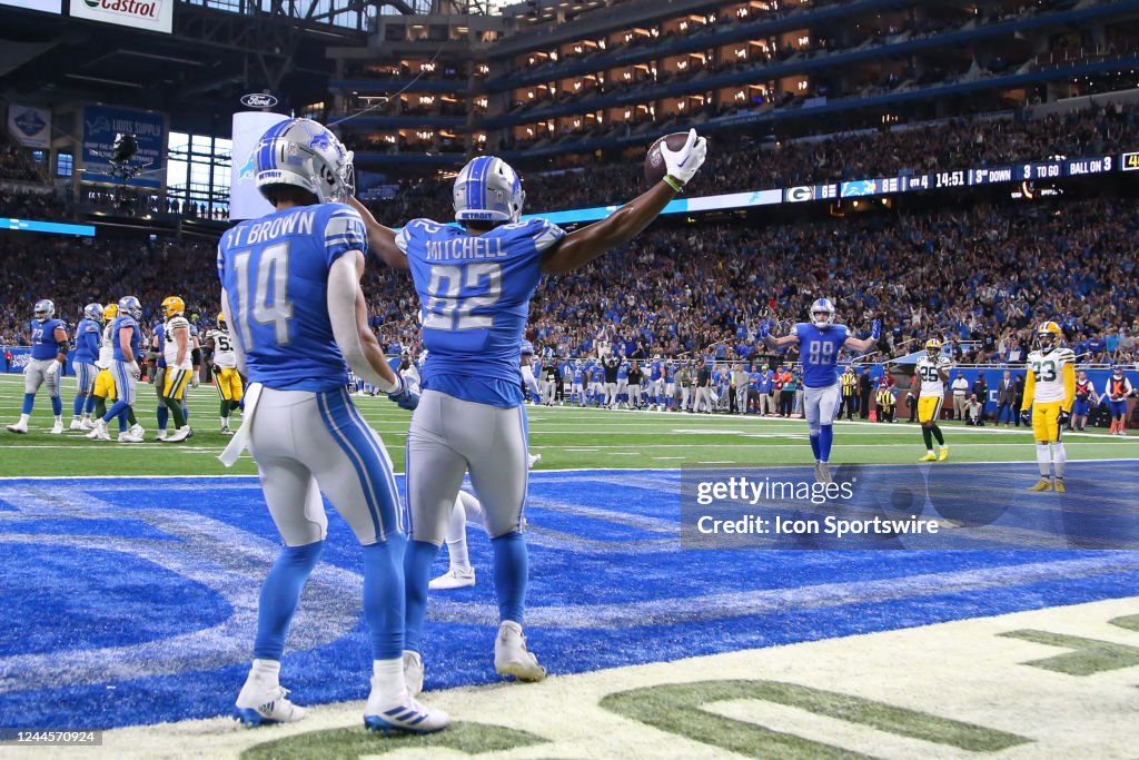 Detroit Lions tight end James Mitchell raises in arms in celebration  News Photo - Getty Images