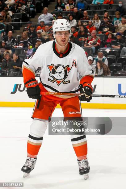 Cam Fowler of the Anaheim Ducks skates on the ice during the second period against the Florida Panthers at Honda Center on November 6, 2022 in...