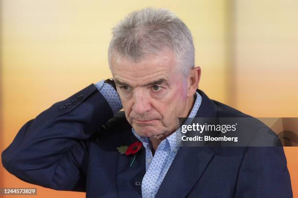 Michael O'Leary, chief executive officer of Ryanair Holdings Plc, during a Bloomberg Television interview in London, UK, on Monday, Nov. 7, 2022....