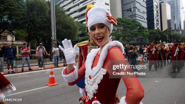 Shopping center promotes the arrival of Santa Claus on Avenida Paulista, in Sao Paulo, Brazil, on November 6, 2022. Characters participated in the...