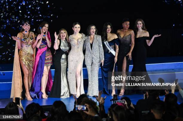 Miss Universe 2020 Andrea Meza, Miss Universe 2018 Catriona Gray, Miss Universe President Paula Shugart, CEO of JKN Global Group Jakapong Anne...