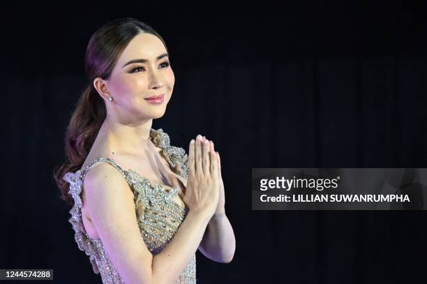 Of JKN Global Group Jakapong Anne Jakrajutatip arrives on stage during the Miss Universe Extravaganza, after JKNs acquisition of the Miss Universe...
