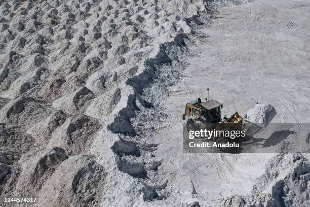 Lithium mining machine moves a salt by-product at the mine in the Atacama Desert in Salar de Atacama, Chili on October 25, 2022. The Chemical and...