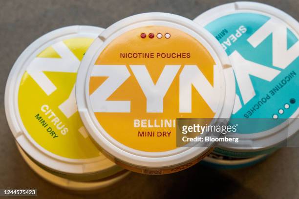 Zyn smokeless nicotine pouches at the Swedish Match AB concept store in central Stockholm, Sweden, on Monday, Oct. 31, 2022. Philip Morris...