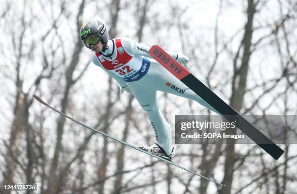 Sandro Hauswirth during the individual competition of the FIS Ski Jumping World Cup in Wisla.