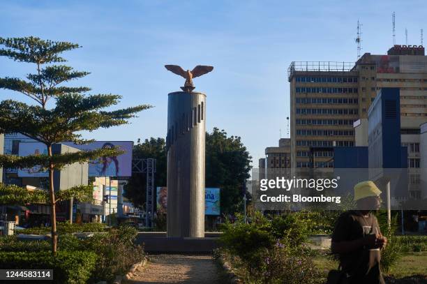 An eagle statue at Kafue roundabout in Lusaka, Zambia, on Sunday, May 8, 2022. A recent 1,900-mile journey from mines in Congo and Zambia shows how,...