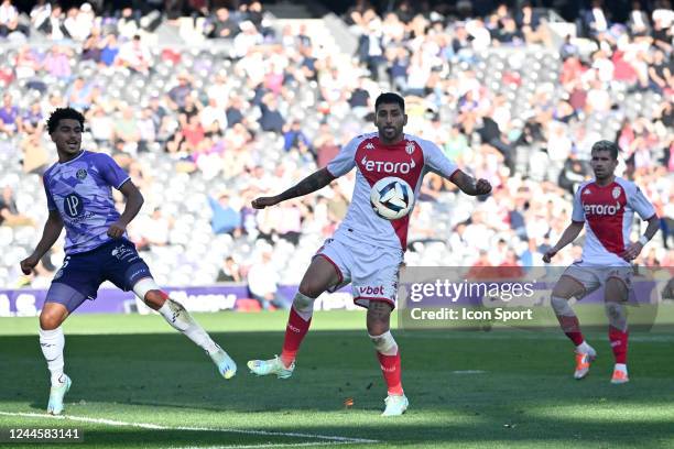 Zakaria ABOUKHLAL - 03 Guillermo MARIPAN during the Ligue 1 Uber Eats match between Toulouse FC and AS Monaco at Stadium Municipal on November 6,...