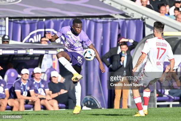 Kevin KEBEN during the Ligue 1 Uber Eats match between Toulouse FC and AS Monaco at Stadium Municipal on November 6, 2022 in Toulouse, France. -...