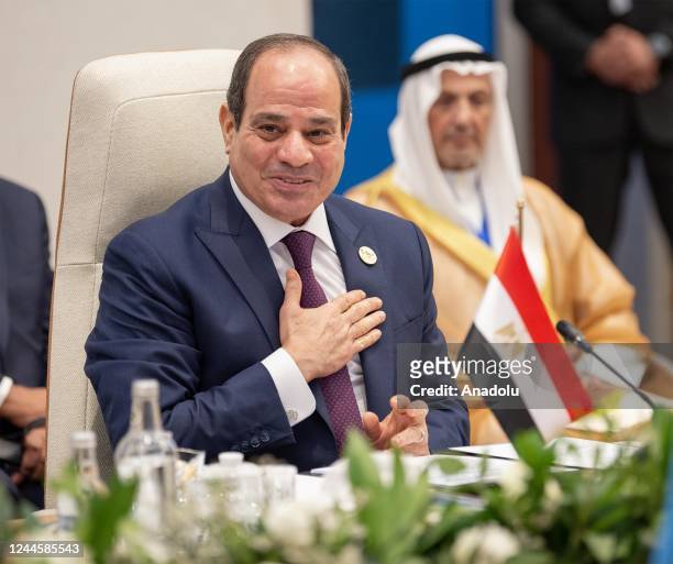 Egyptian President Abdel Fattah al-Sisi attends the 2022 United Nations Climate Change Conference, more commonly known as COP27, at the Sharm El...