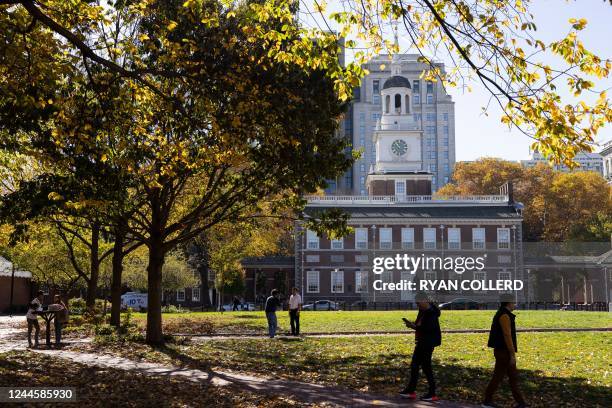 Independence Hall ahead of the midterm elections in Philadelphia, Pennsylvania, on November 7, 2022.