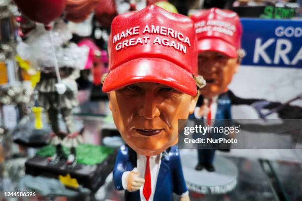 Donald Trump souvenir in a gift shop in New York, United States, on October 26, 2022.