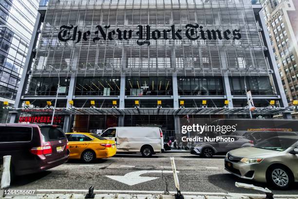 New York Times newspaper office building is seen in Manhattan, New York, United States, on October 26, 2022.