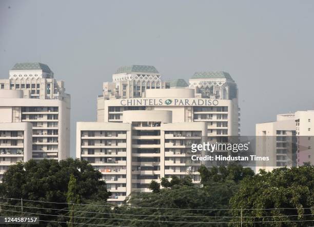 View of the Chintels Paradiso residential society on November 7, 2022 in Gurugram, India. The Gurugram administration has ordered the demolition of...