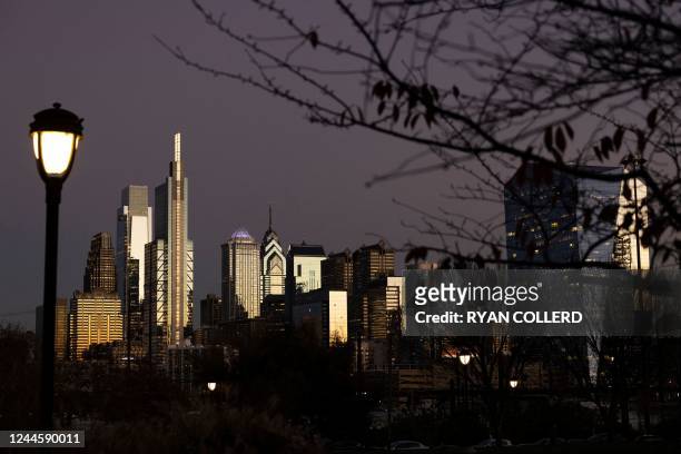 View of the Philadelphia Center City skyline looking eastward is seen on the eve of the midterm elections, November 7, 2022.