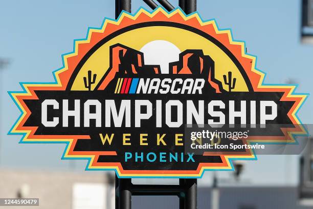 The NASCAR Championship weekend logo before the NASCAR Cup Series Championship Race on November 6, 2022 at Phoenix Raceway in Avondale, Arizona.