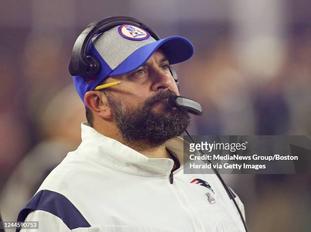 October 24: New England Patriots Matt Patricia during the second half of the NFL game against the Chicago Bears at Gillette Stadium on October 24,...