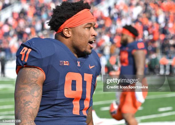 Illinois defensive end Jamal Woods as seen before a college football game between the Michigan State Spartans and the Illinois Fighting Illini,...