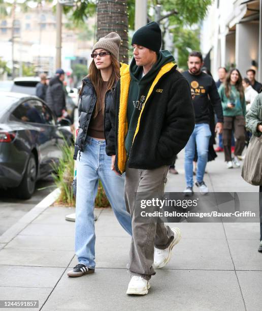 Hailey Bieber and Justin Bieber are seen on November 07, 2022 in Los Angeles, California.