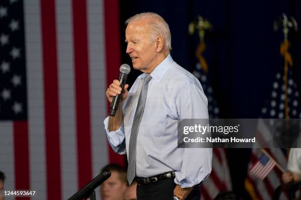 President Joe Biden speaks at a campaign rally for Democratic gubernatorial candidate Wes Moore at Bowie State University on November 7, 2022 in...