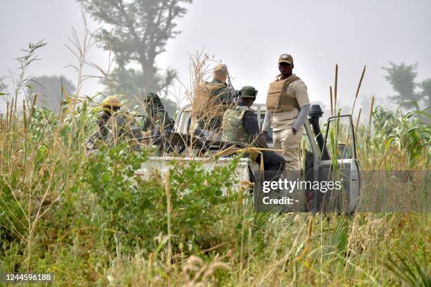 Nigerien military patrol part of Operation "Faraouta Bouchia", who is fighting against armed gangs patrol in the Maradi region, near the border with...