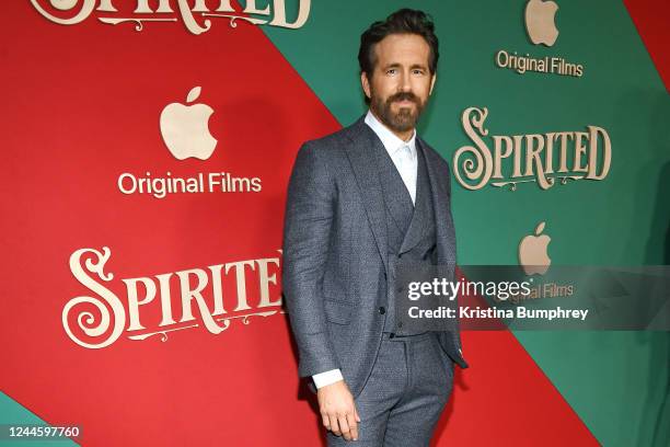 Ryan Reynolds at the premiere of "Spirited" held at Alice Tully Hall on November 7, 2022 in New York City.