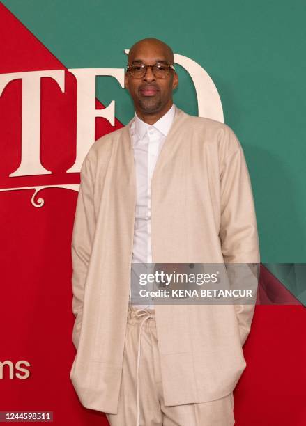 Former pro-basketball player Loren Woods attends the New York premiere of Apple original film "Spirited" at the Allice Tully Hall in New York City on...